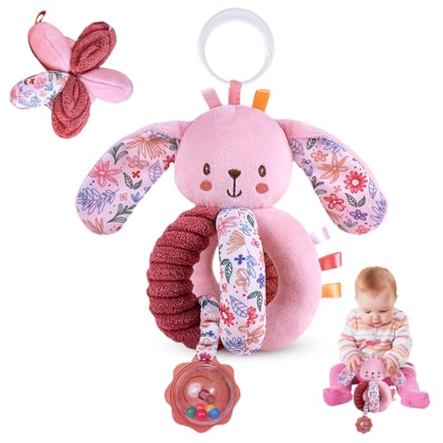 Image of SNOWIE SOFT Stroller Pendant Cradle Hanging Toys for Babies 0-6 Months, Soft Plush Caterpillar Crib Toys Pink Interactive Cartoon Stuffed Crib Ornament Early Educational Activity Babies Sensory Toy