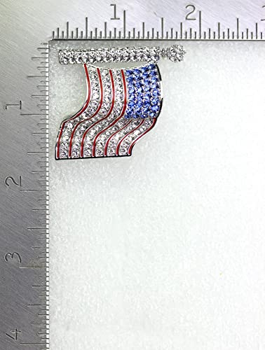 Image of Faship Rhinestone American Flag Pin Brooch For USA Patriotic Men and Women