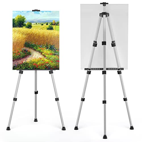 Art Painting Display Easel Stand - Portable Adjustable Aluminum Metal Tripod Artist Easel with Bag, Height from 17" to 66", Extra Sturdy for Table-Top/Floor Painting, Drawing, and Displaying, Silver by abitcha - Image 5