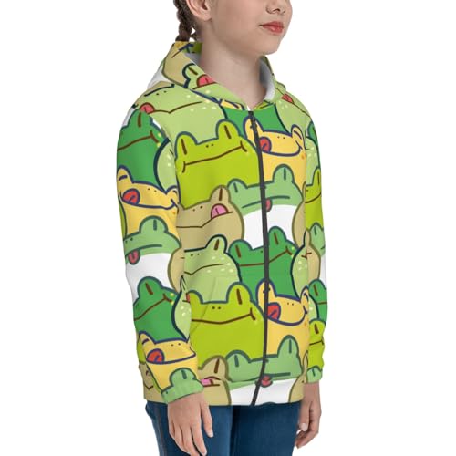 Cartoon Frog Kids Pullover Hoodies Boys Zip Up Sweatshirts Girls Athletic Clothes with Pocket4