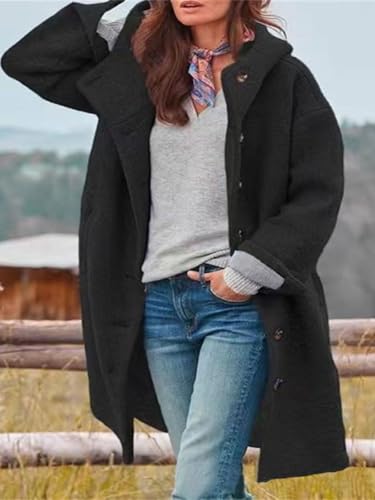 Long Wool Coat Women Casual Single Breasted Hooded Jacket Wool Blend Pea Coat Winter Trench Coat Jacket3