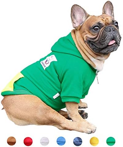 iChoue I am a French Bulldog Clothes Hoodies for Dogs Puppy Frenchie Pug English Boston Terrier Bully Pitbull Sweatshirt Sweater Clothing Cold Weather Winter Coats - Green/Medium