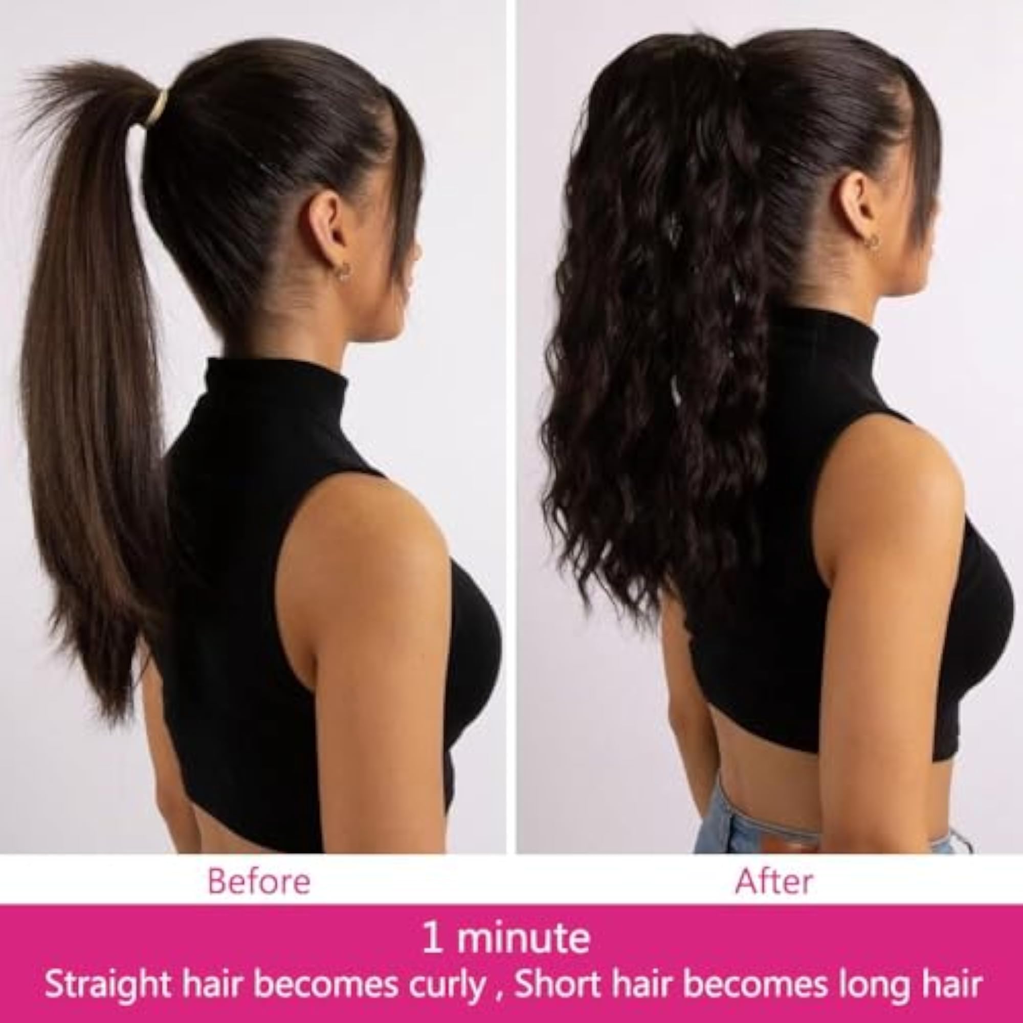 20-Inch Long Synthetic Hair Ponytail Extension with Velcro Tape