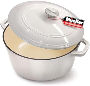 Mueller DuraCast Kociołek Żeliwny 6Qt Biały