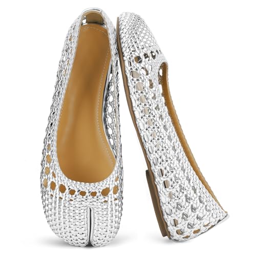 Image of VBDB Mesh Ballet Flats for Women Split Toe Tabi Flats Wide Width Mesh Flats Low Heel Casual Ballerina Comfortable 2026 Spring Summer Shoes