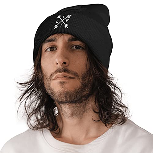 Image of Embroidery Goth Beanie Knit Hats for Men & Women, Embroidery Winter Hats Skull Cap