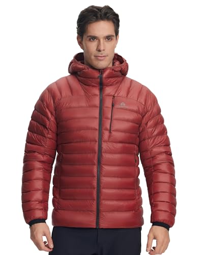 Pioneer Camp 800 Fill Goose Down Jacket Men Lightweight Packable Puffer Jacket with Hood Insulated Warm Winter Puffy Coat
