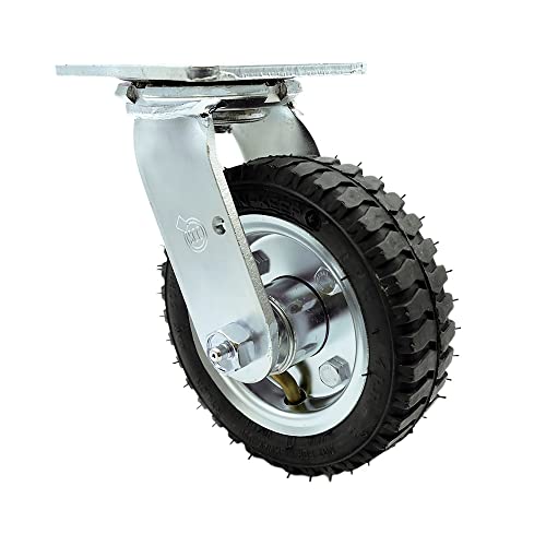 Service Caster Brand 6 Inch Swivel Pneumatic Caster - Black Rubber Wheel - Heavy Duty - 250 lbs. Capacity