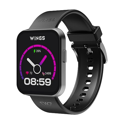 Image of Wings Meta Smartwatch, 1.85 inch HD IPS Display, BT 5.3 Single Chip Calling, Top smartwatch for Heart Rate Monitoring, 100+ Sport Modes