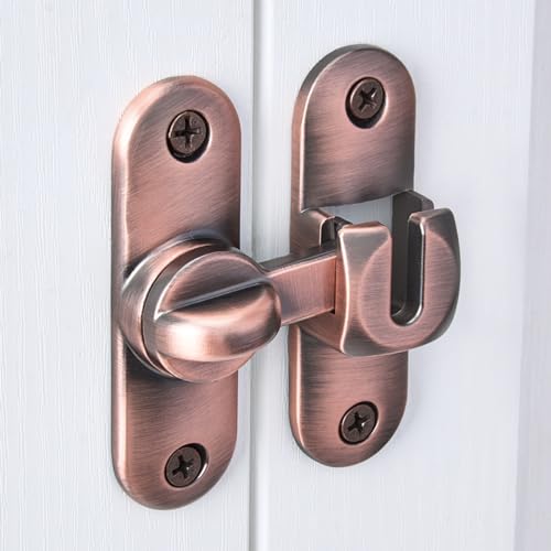 Image of INIRET 2 Packs Red Bronze Barn Door Latches,90 /180 Degree Gate Lock,Flip Gate Latches Hardware,Zinc Alloy Right Angle Door Lock Latch,Door Security Sliding Door Latch Lock for Cabinets,Bathroom
