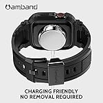 amBand Bands Compatible with Apple Watch 9/8/7/SE (2nd)/SE/6/5/4 45mm/44mm Case for Men, M1 Sport Series Rugged Case Protective Cover for iWatch SE2/6/SE/5/4/3 42/44/45mm Men Black - Image 4