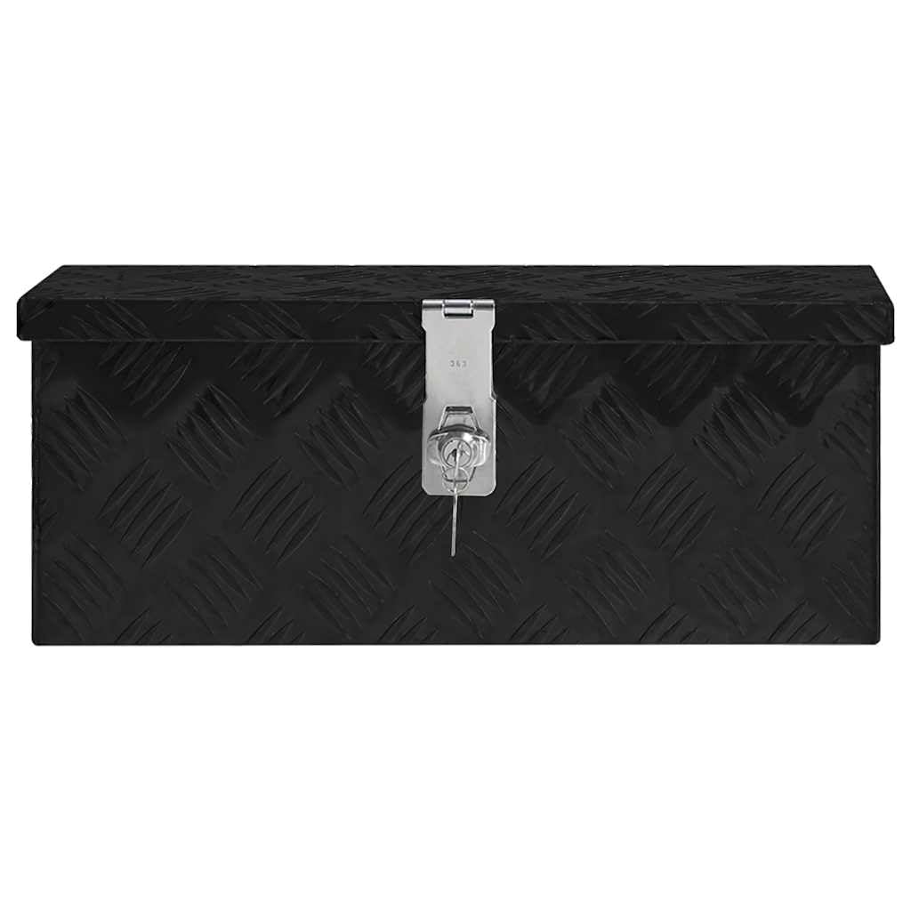 vidaXL Caja de Almacenaje Baúl Herramientas Decoración Adorno Conejo Salón Sala Tapa Parque Roedores Almacenamiento Remolque Aluminio Negro