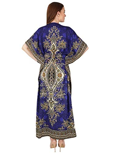 Vestido caftán largo azul Ukal ideal para tardes de verano y playa 5