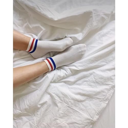 Image of Fszsaa Novelty Socks For Women - Striped Retro Mini Crew Sporty Calf Casual Cotton Ankle Socks