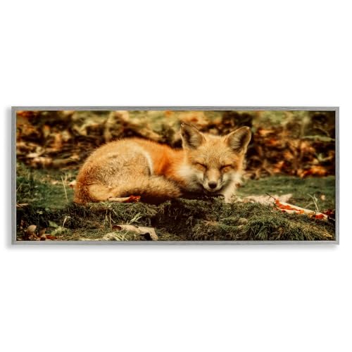 Sleeping Fox Kit Forest Floor, 13 x 30 Inch Framed Giclée Print