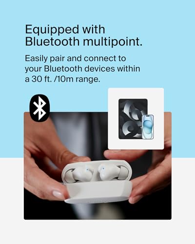 Image of Belkin Soundform Rhythm True Wireless Earbuds with Built-in Mic, 2-Device Connection, 28H Battery Life, IPX5 Water Resistance - Bluetooth Earphones for iPhone, Ipad, Galaxy, Pixel, & More - White
