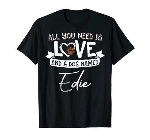 Cute Dog Named Edie Design for Women and Men T-Shirt, Black
