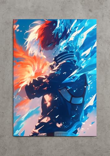 Image of NIJUKA Anime Printed A4 Size Metal sheet Poster For Home And Room Decoration | For Anime Art Fans Boys And Girls (Todoroki Hot Cold)