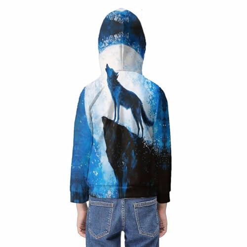 Sweat à capuche wolf original pull impression 3D enfant 11-13 ans - 6