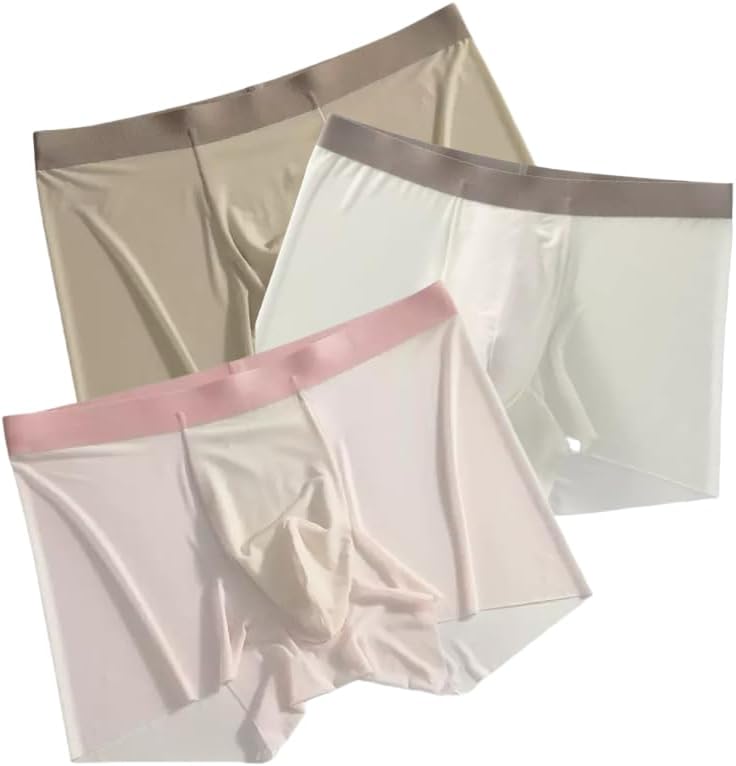 Men's Ice Silk Ultra-Thin Boxer Briefs Panties, Seamless Men Boxer Shorts U Bulge Underwear Breathable Underpants