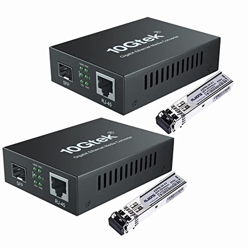 Gigabit Ethernet Media Converter, Multi Mode Fiber to Ethernet Converter, LC Fiber Converter for 10/100/1000Base-Tx to 1000Ba