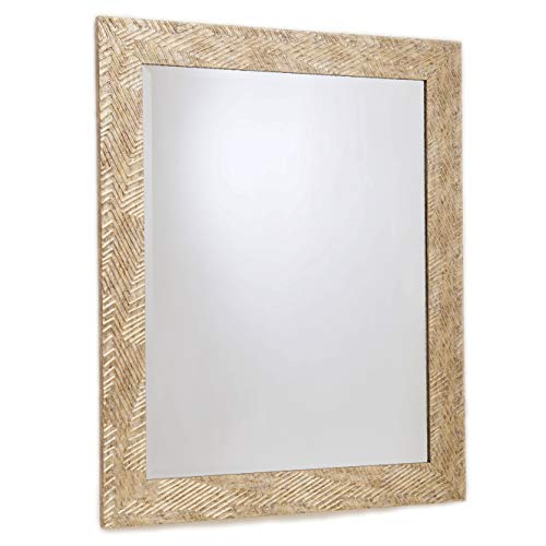 Rectangular Gold Frame Wall Mirror, Perfect for Bedroom, Bathroom, Vanity, Living Room, Entryway, Hangs Horizontal & Vertical, 27 x 33 â€“ Easy Mounting - by EcoHome