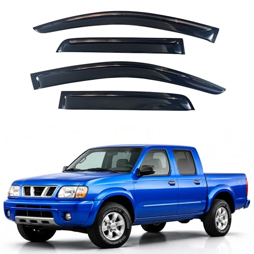 Image of IG Window Visors Fit for 2000-2004 Nissan Frontier Crew Cab, Out-Channel Rain Guards Vent Wind Deflectors 4PC, Truck Accessories for 00-04 Frontier Crew Cab (Full-Size Cabs)
