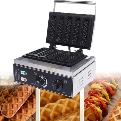 ZOLPINL Máquina eléctrica Antiadherente para Hacer Waffles y Hot Dogs franceses, 1500 W, 5 o 6 Piezas, Control de Temperatura de 50-300 °C, Temporizador de 5 Minutos, para Hacer Muffins FR