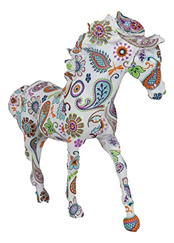 Estatua de caballo blanco con diseño Paisley multicolor 7.5 in miniatura 4