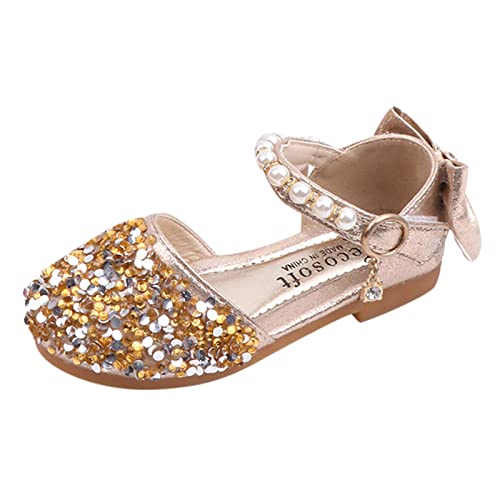 EnJoCho Kids Shoes 1-11Years Little Girl Dress Pumps Glitter Sequins Princess Low Heels Party Dance Shoes Rhinestone Sandals