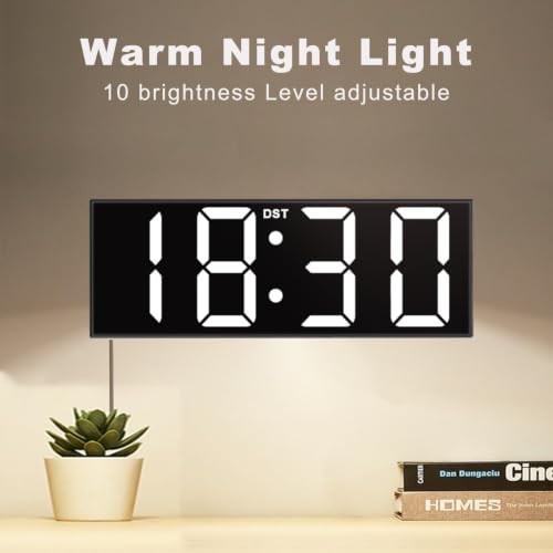 Image of JALL 12'' Digital Wall Clock Large LED Display, Wall Clock with Remote Control, 8 RGB Colors, Auto DST, Night Light for Classroom Living Room, Gym, Classroom Decor, Xmas Birthday Gift for Senior