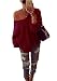 Oyanus Women's Casual Off Shoulder Long Sleeve Loose Cable Knit Pullover Sweater