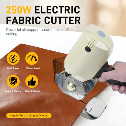 LGIB Electric Cloth Cutting Machine - 250W Pure Copper Motor Rotary Fabric Cutter with Auto-Sharpening & Spare Blade, Precision Cutting up to 1.1\" for Multi-Layer Cloth, Leather, Textiles Craft - Thumbnail 2