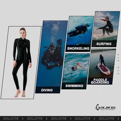 GoldFin Wetsuit Top Women, Womens 2mm Wetsuits Neoprene Long Sleeve Jacket Keep Warm for Water Aerobics Swim Dive Surf Blue-line Large by GoldFin - Image 6