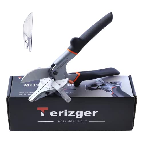 Terizger Miter Shears For Angular,Quarter Round Cutting Tool,Multi Angle Miter Shear Cutter For Wood Chips, 0-135 Degree Adjustable, With 1 Extra Blade (Miter Shears) #TOP11