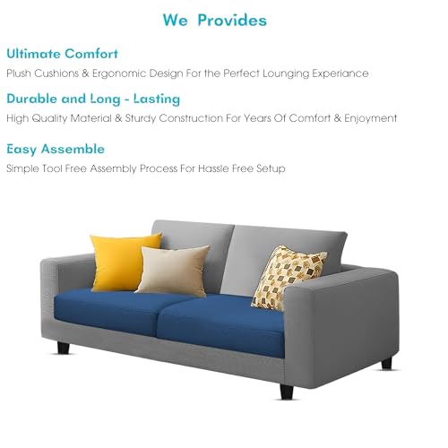 Image of Galib 2 Seater Sofa Set for Living Room (Blue Grey Fabric) Premium Fabric Sofa Set