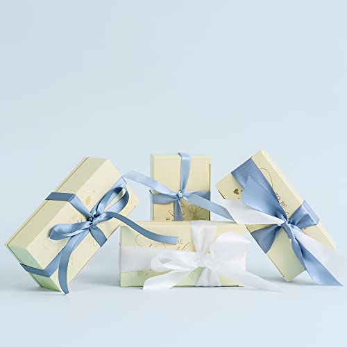 Huihuang Dusty Blue Ribbon Set Double-Faced Satin Ribbon 1 Inch Dusty Blue Wedding Ribbons For Flower Bouquet Wedding Bridal Shower Baby Shower Decor Hairs Gift Wrap Crafts- 6 Color X 5 Yards Each #TOP5