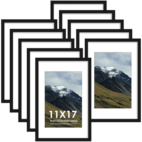 Fisnish 11x17 Picture Frame Sef of 10, Display Pictures 8x12