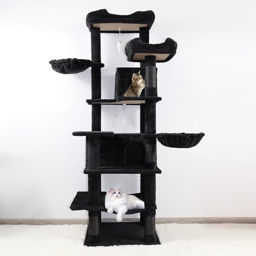 Árbol para gatos negro alto 68 pulgadas interior miniatura 7
