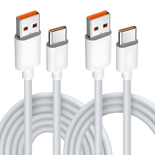 2 cables USB tipo C de 120 W (1 m + 2 m) para Xiaomi Mi14 14 Ultra 13 Pro 12 12T 11, 6A Cables USB C Carga rápida para Redmi K60 Ultra Note 13 12 Pro+ 5G 11, Black Shark 5 4, Poco F6 F5 F4 GT 5G X6