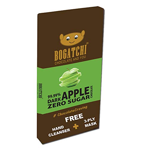 Image of BOGATCHI Chocolate 99% Dark| Apple | Real Cocoa Intense Dark Chocolate, 80 gm