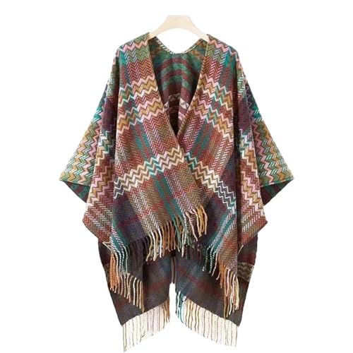 HJMND Women'S Travel Plaid Shawl Wrap Open Front Poncho Cape For Fall Winter Poncho Sweater Shawl Wraps For Women2