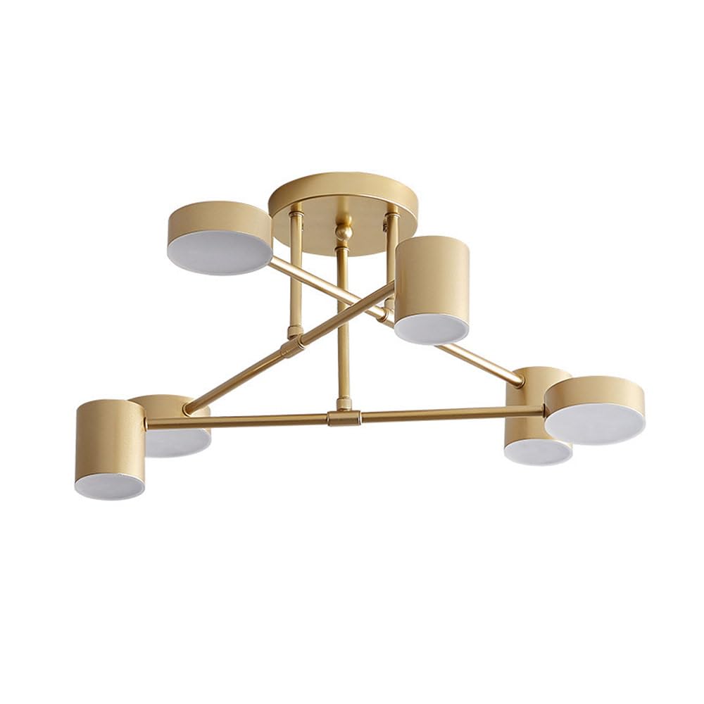 Plafonnier LED moderne semi-encastré en métal noir à 6 lumières