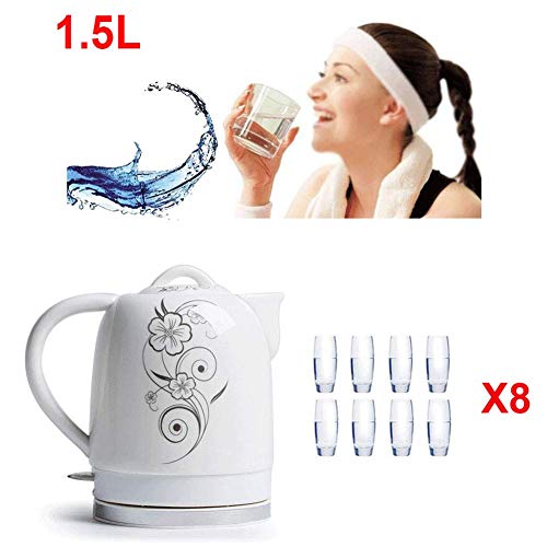 Tetera Eléctrica Cerámica Inalámbrica 1.5L Blanca Retro miniatura 2