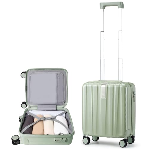 Image of Hanke 14 Inch Underseat Carry On Luggage with Wheels Hard Shell Suitcases Carry On Bag Lightweight Small Mini Suitcase Travel Luggage for Travel（Bamboo Green）