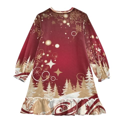 Bolaz Nightgowns Sleepwear Lightweight Nightdress Soft Pajamas Dress Christmas Trees and Snowflakes for 3-10 Years2
