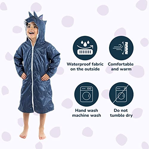 Masho Children's Swim Towel Robe - Premium Fabric Swim Cover Up - Dinosaur Design Hooded Towel Bathrobe For Kids And Toddlers - Ideal For Beach, Pool, & Bath Time - Sizes 2 To 12-5 Colors #TOP2