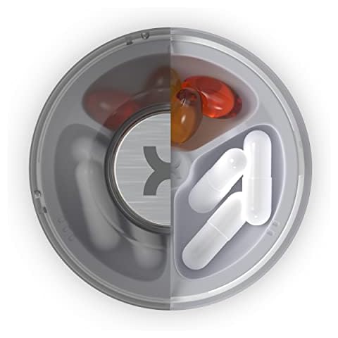 Promixx CORE Pill Organizer - Magnetic Stackable and Pocket-Sized Vitamin & Supplement Daily Pills Cases - Durable and BPA Free (Ceramic White) Cover