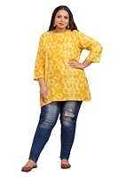 Fashion Zest - Women Rayon Yellow Short Kurti/Top/Tunics | Formal Wear Kurti | Short Kurti | Ultra Plus Size Kurti | Office Wear Kurti | CH177 (8XL)