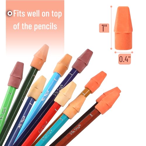 Image of Mr. Pen- Pencil Top Erasers, 120 Pack, 6 Different Sunset Orange Colors, Latex-Free & No Smudge Pencil Eraser Tops